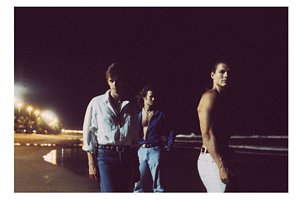 One of the photos available from the website; a-ha on a beach in Brazil, 1991.