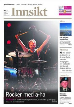 Karl Oluf on the front page of Fædrelandsvennen's culture section.