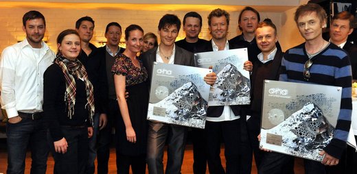 a-ha receiving platinum awards in Munich, January 15th