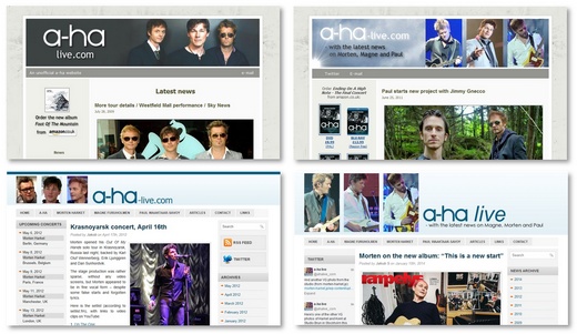 Various versions of the website; 2009 (top left), 2011 (top right), 2012 and 2014.